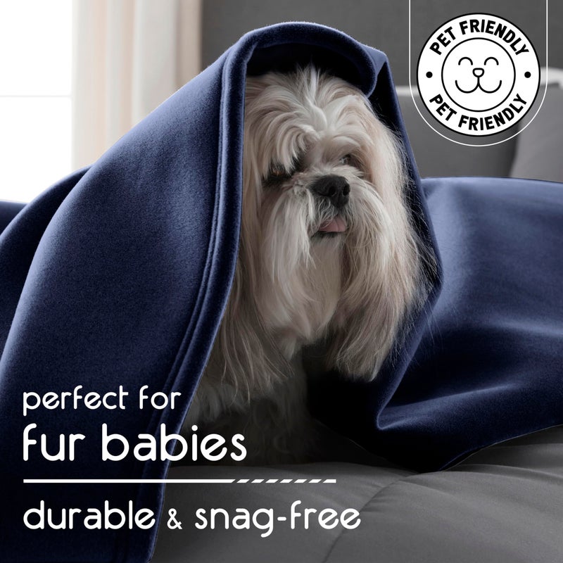 Vellux King Throw Blanket | Original Blanket | Snuggle-Ready | Durable Machine Washable Pet Friendly | All-Season Comfort | Layering Bed Sofa Blanket | Blanket for Bed | Cozy Throw Blanket | Navy - Image 5